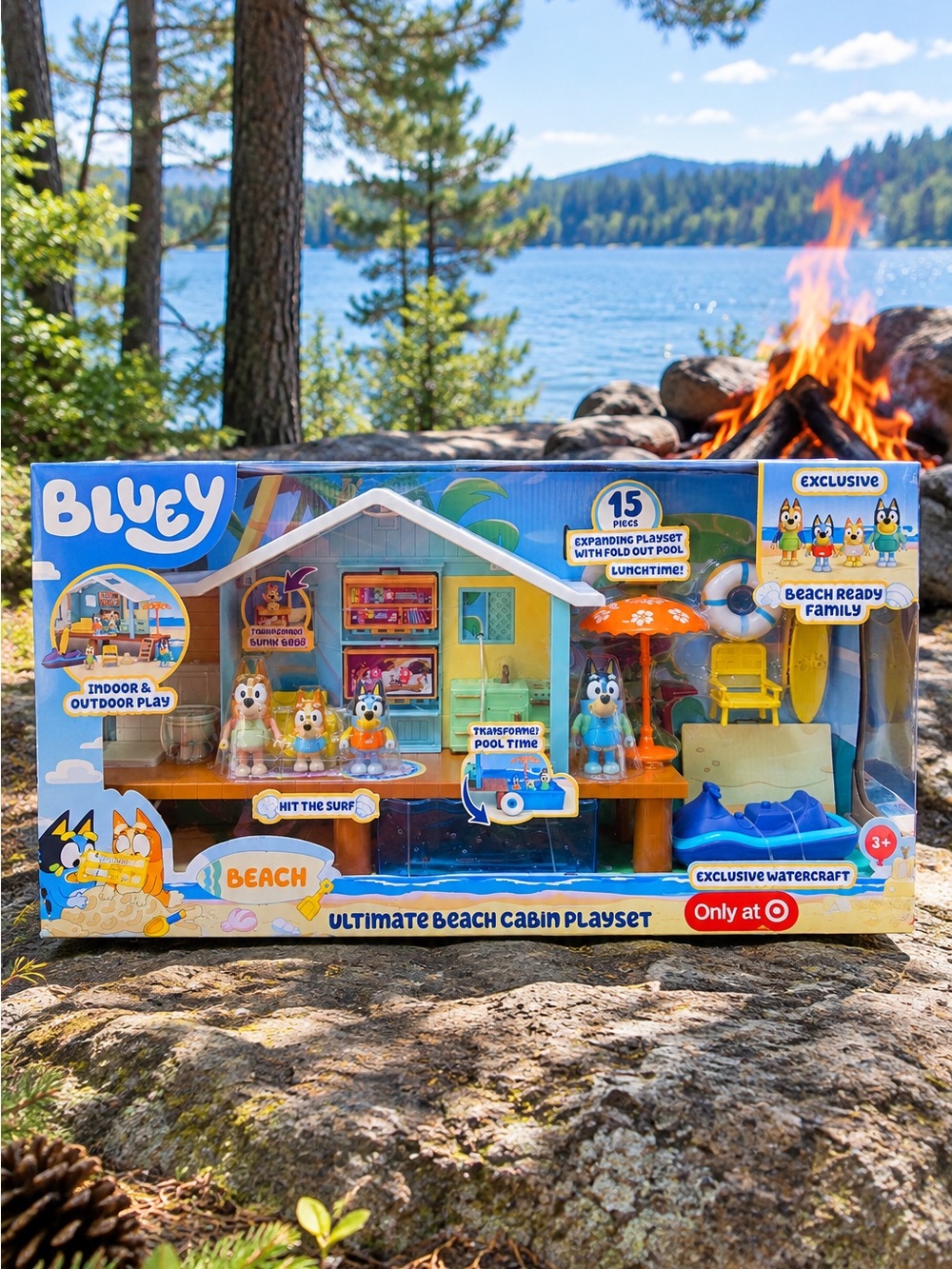Bluey's Ultimate Beach House Cabin Pool Playset W/ 4 Figures Bingo Chili Bandit